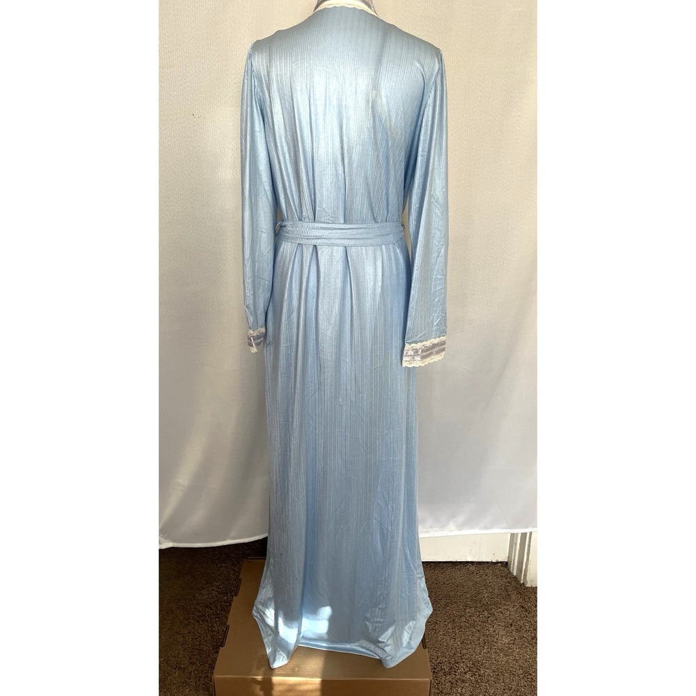 Vintage 70's Tom Bezduda for‎ Barad Two Piece Satin Peignoir Set USA Blue Med - Picture 7 of 16